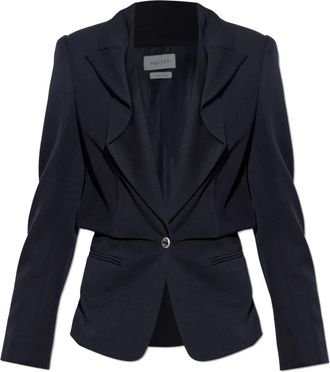 Alexander McQueen Folded Lapel Single-Breasted Jacket - Dames - Blazers - Blauw - M - Wol - Jassen