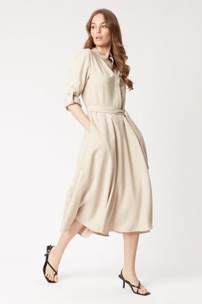 James Lakeland Roll Sleeve Midi Dress Beige