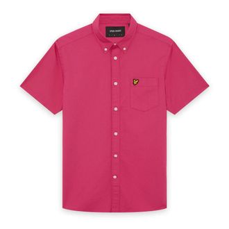 Lyle & Scott Short Sleeve Oxford Shirt - Heren - Korte mouwen Overhemden - Roze - S - Katoen - Overhemden
