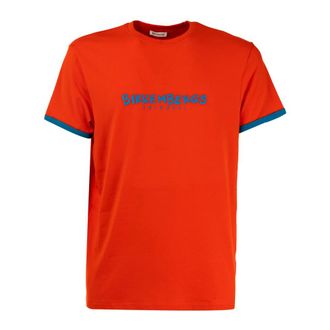 Dirk Bikkembergs T-Shirts, male, Orange, Size: S Mens Logo T-Shirt in Solid Color