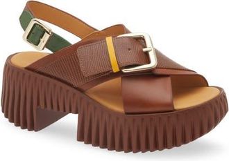 4CCCCees Plia Juno Platform Slingback Sandal in Brown at Nordstrom, Size 6.5Us