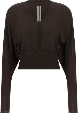 Rick Owens Brown V-Cropped Top
