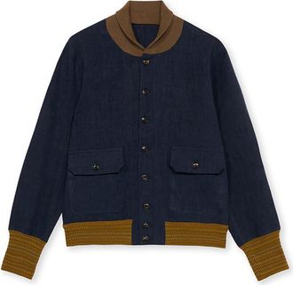 Fortela Regan Military Inspired Bomber Jacket in Blue at Nordstrom, Size 48 Eu