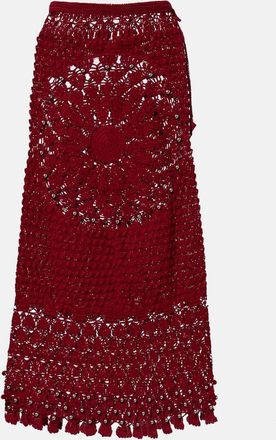 Paco Rabanne Embellished crochet cotton midi skirt
