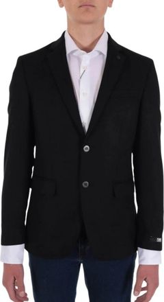 Karl Lagerfeld Blazer Jas met Metalen Knopen - Heren - Blazers - Zwart - L - Leer - Jassen