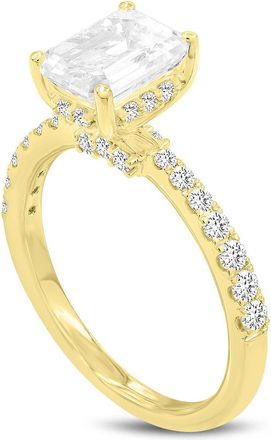 LuvMyJewelry Amara 14K Gold Emerald Cut Hidden Halo Lab Grown Diamond Engagement Ring - 2.44 Ct