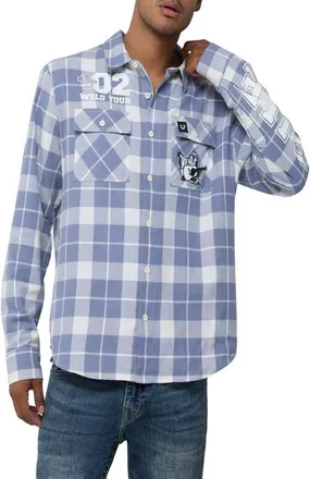 True Religion Plaid Cotton Flannel Shirt in Blue/natural at Nordstrom, Size Xxx-Large