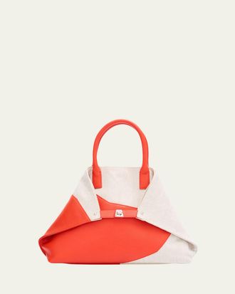 Akris AI Medium Leather & Canvas Top-Handle Bag