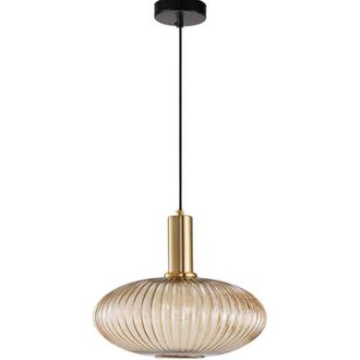 OEM L&aacute;mpara Colgante Industrial De Interior, Moderna, Con Casquillo E27, Pantalla De Cristal Rayado (&aacute;mbar, 30 Cm)