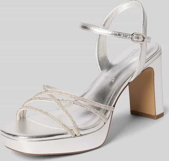 Tamaris Tamaris Sandaletten mit Strasssteinbesatz und Blockabsatz in Silber, Größe 41