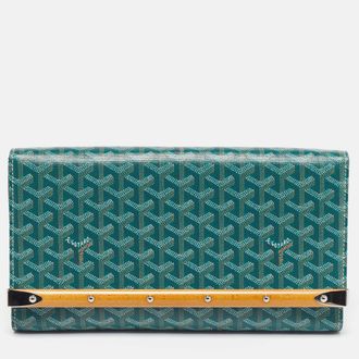 Goyard Monte Carlo Bois Green Goyardine Coated Canvas And Leather Clutch