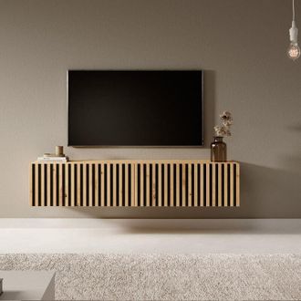 Selsey Telire- Mobile tv - 140 cm - colore corpo: rovere artisan, colore frontale: rovere artisan + nero - Selsey