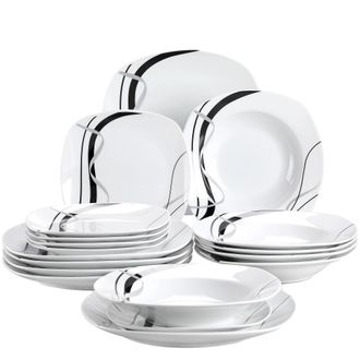 OEM Juego De Vajilla De Porcelana De 18 Piezas Con Un Elegante Dise&ntilde;o Cuadrado