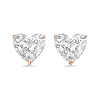 Diana M. Jewels 14Kt Rose Gold 15.00 cts Lab Grown Heart shaped Diamond Studs