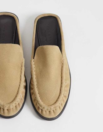 Asos Wide Fit - Mystique - Sabot premium stile mocassino in camoscio color sabbia-Neutro