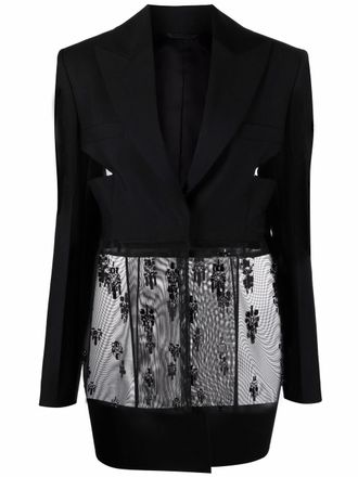 Givenchy embellished-hem tailored blazer - women - Wool/Mohair/Cupro/Polyamide/glass/Brass/Polyester/Viscose - 42 - Black