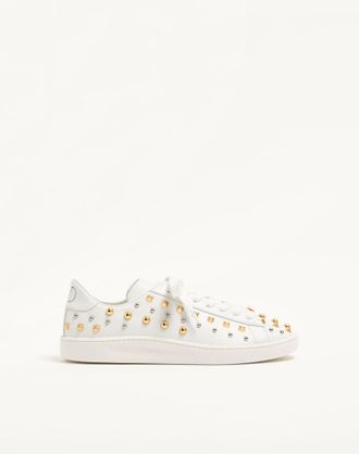 Valentino Garavani Sneaker Royco in vitello nappato con dettaglio borchie Uomo BIANCO/ORO/SILVER 40.5