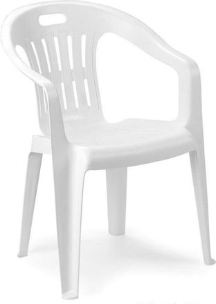 Trade Shop Trade Shop - Set 4pz Sedia Da Giardino Bianca Poltrona In Plastica Monoblocco Con Braccioli 862401