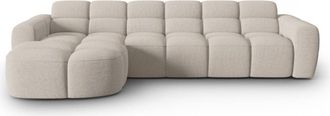 MICADONI Sofá esquinero izquierdo 4 plazas de tejido estructural arena