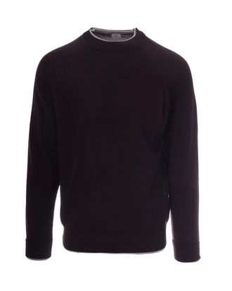 Eleventy Burgundy Wool Sweater with Contrasting Double-Layered Details