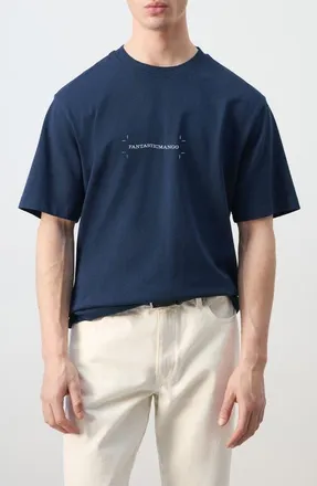 Mango x Fantastic Man Logo Graphic T-Shirt in Ink Blue at Nordstrom, Size Medium