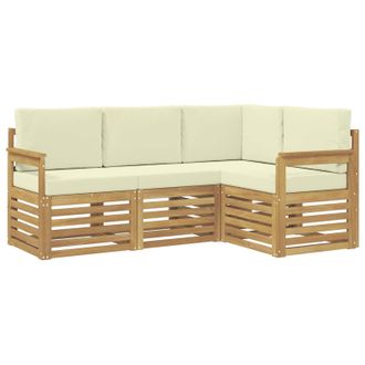vidaXL Conjunto De Sof&aacute;s De Exterior 4 Pcs Blanco Y Crema Vidaxl