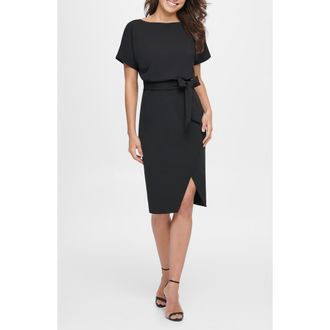 Kensie Tie Front Blouson Dress in Black at Nordstrom Rack, Size 10