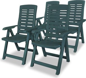 vidaXL Vidaxl - Sillas De Jard&iacute;n Reclinables 4 Unidades Pl&aacute;stico Verde