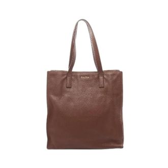 Miu Miu Pre-owned Tote Bags, female, Brown, Size: ONE SIZE Pre-owned Leather Tote Bag