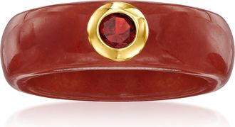 Ross-Simons Red Jade and. Garnet Ring With 14kt Yellow Gold
