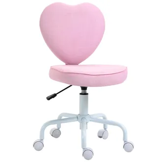 HOMCOM Homcom - Sedia A Forma Di Cuore Per Scrivania Cameretta Con 5 Rotelle Girevoli