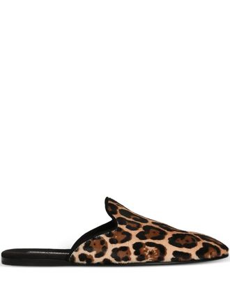 Dolce & Gabbana leopard-print slippers - men - Calf Hair/Goat Skin/Goat Skin/Calf Leather/Thermoplastic Polyurethane (TPU) - 42.5 - Brown