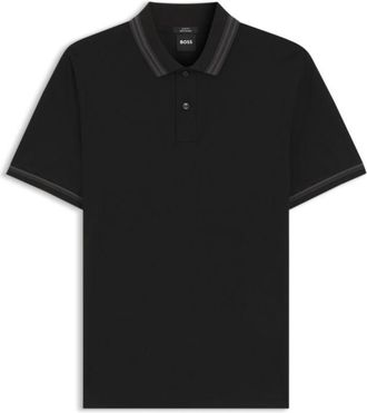 BOSS Contrast-tipping slim-fit polo shirt in mercerised cotton