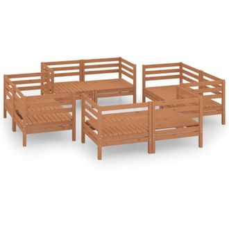 vidaXL Juego Muebles De Jard&iacute;n 8 Pzas Madera Maciza Pino Marr&oacute;n Miel Vidaxl