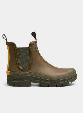 Barbour Mens Olive Nimbus rubber Chelsea boots Men