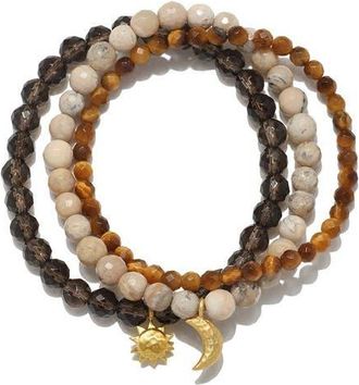 Satya Jewelry Manifest Balance Gemstone Bracelet Set in Brown at Nordstrom