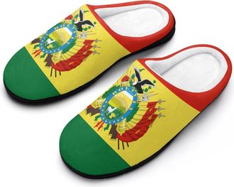 Generic Bandera De Bolivia Mens House Slippers Memory Foam Washable Cotton Slip on Home Shoes