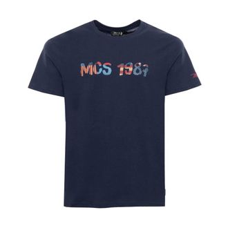 MCS T-Shirts, male, Blue, Size: 2XL Round Neck Short Sleeve Cotton T-Shirt