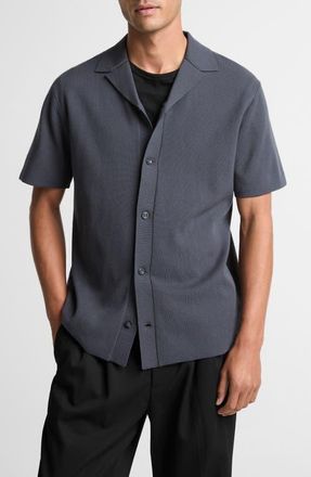 Vince Milano Knit Cabana Short Sleeve Button-Up Shirt in Studio at Nordstrom, Size Xx-Large