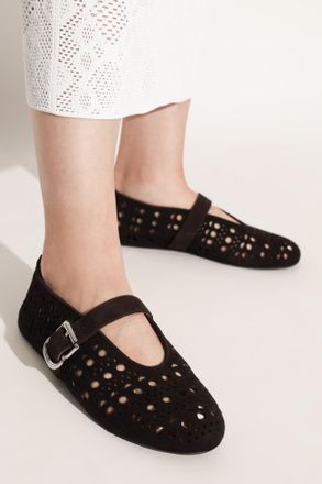 Alaia Suede Ballerinas, Womens, Brown