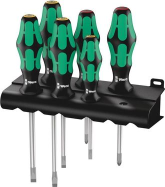 Wera 334/6 Rack Assortimento di giraviti Kraftform Plus Lasertip + rack, 6 pezzi