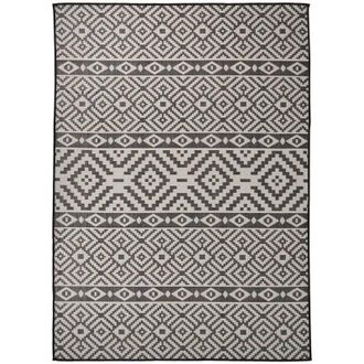 vidaXL Alfombra De Exterior De Tejido Plano Rayas Negras 200x280 Cm Vidaxl