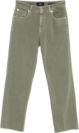 7 For All Mankind Calie Straight Ankle Jeans - Dames - Cropped Jeans - Groen - W30 - Katoen - Jeans