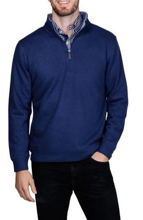 Tailorbyrd French Rib Quarter Zip Sweater in Navy at Nordstrom Rack, Size X-Large