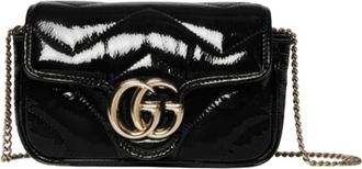 Gucci Tassen, Dames, Zwart, ONE Size, Leer, GG Marmont Mini Bag