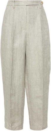 Brunello Cucinelli Light Beige Linen Trousers, Brand Size 44 (US Size 10)