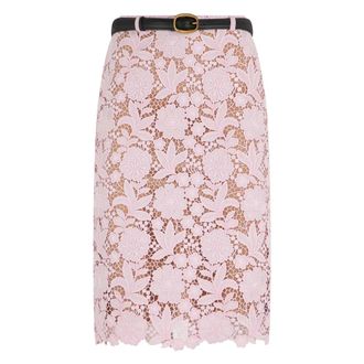 Self Portrait Midi Skirts, female, Pink, Size: XS Going To Midi In Lace