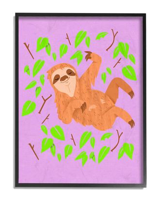 Stupell Industries The Kids Room by Stupell Sloth In Green Leaves