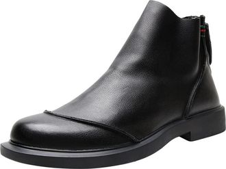 Generic Mens Chelsea Ankle Boots Cap Toe Genuine Leather Behind Zip Slip On Waterproof Wearable Anti-slip Dress Casual Slip On(7.5 UK)