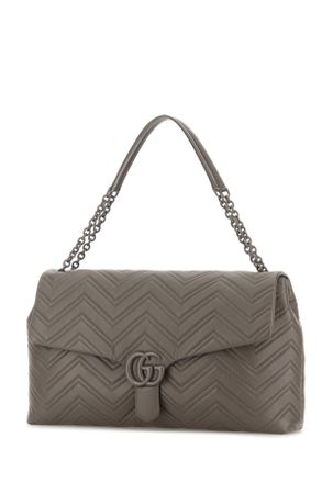 Gucci Womens Gg Marmont Shoulder Bag Gray Leather